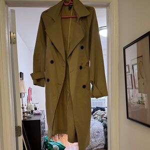 Wild Fable Tan Double-Breasted Trench Coat